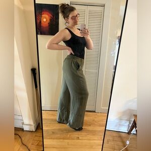 Spanx Olive Green Wide Leg Dress Pants